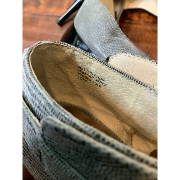 Michael Kors Gray Leather Snakeskin Stiletto Heels Open Toe Buckled, Size 10 - Picture 9 of 9